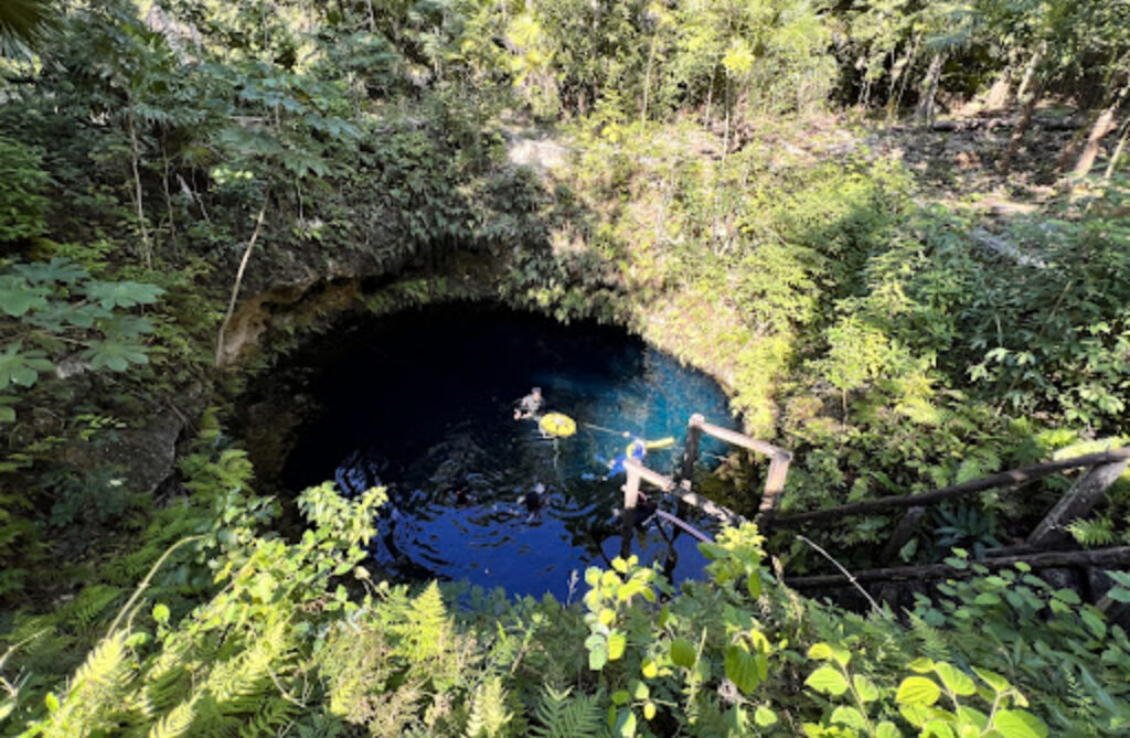 The opening of Cenote Maravilla in the jungle