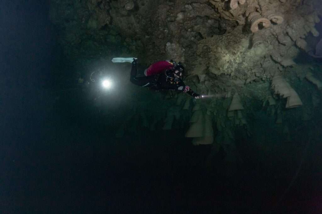 Hells Bells formations in Cenote Zapote – photo © Iván García (@Spino_uwphoto)